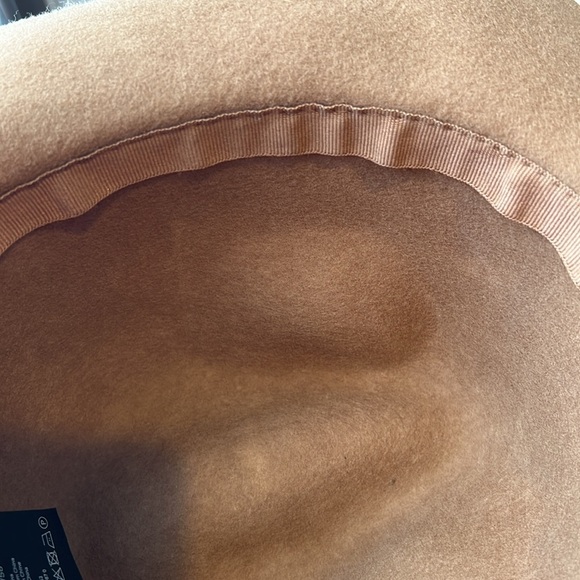 H&M Camel Colored Fedora Hat 100% Felted Wool with Vegan Leather Belt Tan Brown - Picture 13 of 16